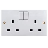 13A 3-Feet Square Electrical Double Switch and Wall Socket Wholesale