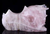 Natural Pink Quartz Crystal Dragon Skull Carving #4k09, Healing