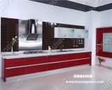One Straight Red High Gloss Lacquer Finish Kitchen