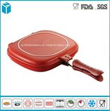 Die Cast Aluminum Non Stick Double Fry Pan Red