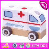 2015 Cartoon Car Ambulance Vehicle Toys for Kids, Push Along Vehicle Ambulance Wood Toy, Promotional Ambulance Vehicle Toy W05c012