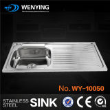 Popular 1000X500mm Stainless Steel Kitchen Single Sink with Drain Board for Garden or Motorhouse or Kitchen