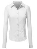 Womens Long Sleeve Collar Button Down Shirt (S-3XL)