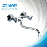 Double Handle Brass Body Sink Wall Mixer Faucet (BM58102)