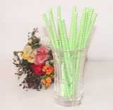 Green Chevron Disposable Products 6*195mm Paper Drinking Straw