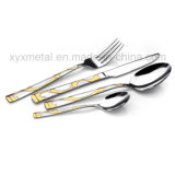 Luxury Stainless Steel Cutlery with Gold Plated Tableware for Resturant