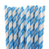 Birthday Party Blue Striped Drinking Paper Straws