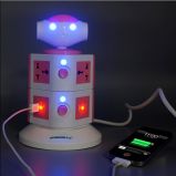 Robot Design Fashionable Power Strips/Plug Outlet with LED Night Light