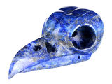 Natural Lapis Lazuli Carved Bird/Raven Skull Pendant Carving #9j34, Crystal Healing