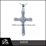 2015 Micro-Pave Setting 925 Sterling Antique Silver Cross Pendant, Large Silver Cross Pendant