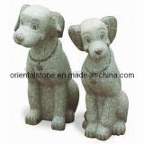 Grey Granite Stone Dog Animal Carving Sculpture