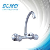 Double Handle Brass Body Sink Wall Mixer Faucet (BM58602)