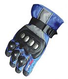 Velours Taslon Cotton Waterproof Plam PU Elastic and Velcro Closing Strap Motorcycle Accessory Glove