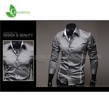 2015 Hot Sale Mens Shirts Casual Slim Fit Stylish Mens Dress Shirts Popular Slim Fit Shirt, 3 Colors&M-Xxxl Sizes