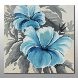 Hand Made Blue Flowers Bloom Wall Decor Oil Painting on Canvas