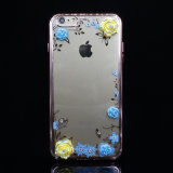 Beautiful PC Cover Cell Phone Case with Diamond and Flower for iPhone 6/ 6plus