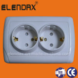 Europe Flush Mounted 10/16A Doublel Wall Electrical Socket (F3210)
