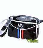 PVC Leather Mirror Black Messenger Bag