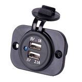 Car Cigarette Lighter Socket Panel Dual USB Charger Voltmeter Motorcycle Outlet