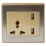 Stainess Steel Faceplate Socket Outlet with USB Charger (AUS/USA)