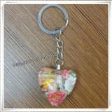 New Hot Sale Fashion Heart Glass Medal Religious Key Chain (IO-ck084)