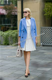 Fashion Women's Wool Coat/Upper Pockets Double Breasted Suit Collar Blue Wool Coat/Women's Clothing/Winter Outer Wear