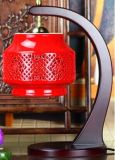 Chinese Porcelain Red Carving Desk Lamp La-07