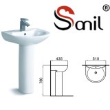 Snow White Hot Sell China Bathroom Pedestal Wash Sink (S9018)