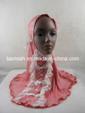 Floral Print Hijab Scarf with Trim (T1208005#)