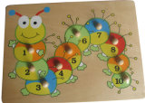 Wooden Caterpillar Peg Puzzle with Wooden Knob