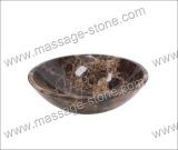 Round Brown Marble Vessel Sink for Bathroom