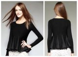2015 Autumn & Winter Inner Wear Top Fashion Ladie Pullover Sround Collar Long Sleeve Slim Ruffles Pullover Knitted Clothing