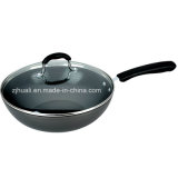 24cm Black Aluminum Non-Stick Home Wok Pan