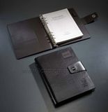 Company Logo Embossed Luxury PU Cover Loose Leaf Notebook