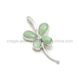 Cut Sterling Silver Butterfly Jade Pendant Jewelry (P010384)