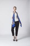 Elegant Design Blue Scarf in Silk Cotton