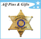 Metal Flag Pin Badge with Gold Star Badge (badge-005)