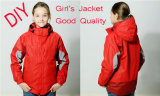 Customized Promotion Outdoor Good Quality Garment, Girl's Jacket, Windproof and Waterproof Breathable Ski Mountaineering Sport Wear in Red Colour