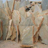 Yellow Honed Crazy Wall Rabdom Stone Slate for Outdoor
