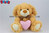 Brown Puppy Stuffed Animal Toy with Pink Heart Pillow Bos1152