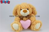 Brown Puppy Stuffed Animal Toy with Pink Heart Pillow Bos1152