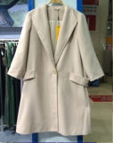 10% Wool 90% Polyester, Women White Long Fashion Coat. Outer Wear (K13)