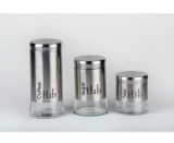 glass canister/jar with stainless steel coating EW1152