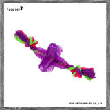 Purple Plastic with Cotton Rope Dog Toy