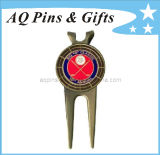 Custom Golf Divot Tool in Antique Plating with Ball Marker
