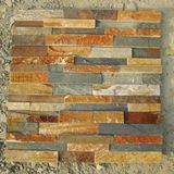 Beige Wood Color Stacked Panel Slate Tile for Wall Cladding