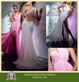 Most Fashion Long One Shoulder Evening Gown Open Back Front Slit Prom Dress (CL50)