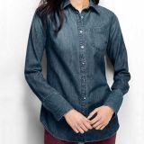 Cotton Casual Long Sleeve Women's Denim Shirt (WXW212)