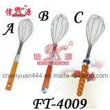 Stainless Steel Wooden Handle Whisk (FT-4009)