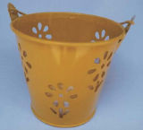 Decorative Metal Tin Garden Flower Pot with Handle